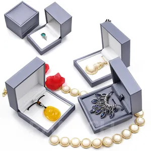 GR 그레이 럭셔리 보석 상자 사용자 정의 가죽 목걸이 펜던트 팔찌 반지 보관 선물 포장 로고가있는 보석 상자