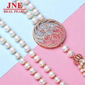 Natural Pearl Necklace White Round Beads Round Plate Pendant Pearl Necklace Mother's Day Gift for <strong>Elders</strong> - Product Image 1