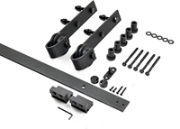 Porte coulissante en MDF, Kit pour porte de grange avec poignée et réservoir de 6,6 pieds, trous pré-perforés, montage facile, blanc, c-cadre, 35x36 pouces x 84 pouces