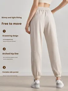 Pantalones Deportivos <span class=keywords><strong>Aido</strong></span> Nuevos de Verano con Cordón para Mujer, Cintura Alta, Ligeros, de Secado Rápido, 100% Nailon, Holgados, para Correr - Product Image 2