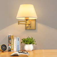 Appliques murales LED modernes en fer pour chambres, bureaux, salons - Bras orientables extensibles, style hôtel, revêtement en tissu, intensité réglable