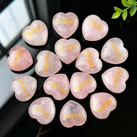 Pierres de palmier en quartz rose naturel gravées en forme de cœur, pierres précieuses inspirantes pour cadeau, vente en gros