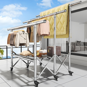 Séchoir à linge autoportant en acier inoxydable, pliable et extensible, pour balcon, intérieur et extérieur, vente en gros - Product Image 1
