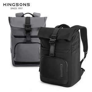 Kingsons Men's <b>Backpack</b> 20-35L <b>Waterproof</b> Expandable Everyday Outdoor Travel Bag Solid Color <b>Black</b> And Gray - Product Image 1