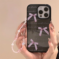 Coque de téléphone portable anti-chute en TPU/PC avec chaîne, motifs de dessins animés mignons et féminins, designs de luxe, vente en gros