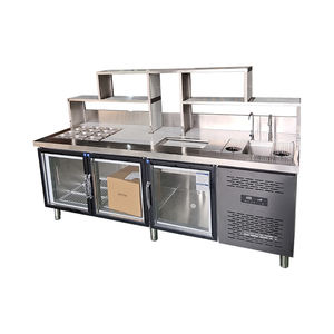 Comptoir de travail pour bar à thé aux bulles, cuisine commerciale européenne, personnalisé, en acier titane noir - Product Image 3
