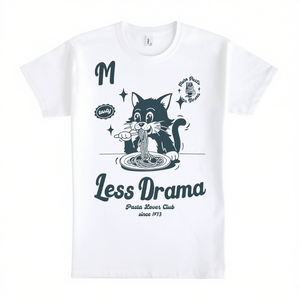 Maglietta More Pasta Less Drama bianca unisex per adulti taglia SMLXLXXL - Product Image 2