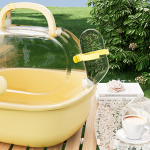 Portatile trasparente criceto porta gabbia con bottiglia d'acqua a scatto pulsante di chiusura <span class=keywords><strong>per</strong></span> il viaggio di piccoli animali materiale plastico di legno - Product Image 6