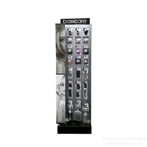 4-Sided Rotating Metal Display Stand with Pegboard & <b>Hooks</b> Modular Floor Rack for Makeup Brushes Hair Combs Salon <b>Tools</b> - Product Image 4