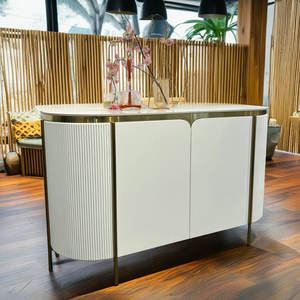 طاولة بوفيه مطبخ فندق مطعم قائمة معدات خزانة فاخرة متكلس حجر أعلى أسود أبيض إطار طاولة بوفيه - Product Image 4