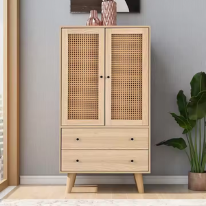 Modern <strong>Rattan</strong> Design Sideboard <strong>Chest</strong> <strong>of</strong> <strong>Drawers</strong> with 2 <strong>Rattan</strong> Doors and 2 <strong>Drawers</strong> for Bedroom &amp; Living Room - Product Image 1