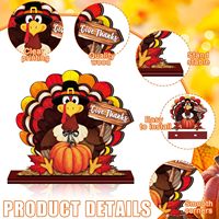 Décoration de table en bois pour Thanksgiving, panneau de bienvenue en forme de citrouille, ensemble de 6 pièces, décoration d'automne pour la récolte, décoration de la maison