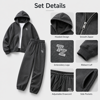 Sweat-shirt zippé à coupe ample avec capuche et pantalon à taille élastique en molleton de coton chaud pour l'entraînement, le jogging et le fitness