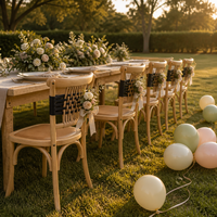 Chaise de jardin en bois massif MULIGNA avec dossier en toile tissée pour mariage en plein air, hôtel, terrasse, restaurant, café et bistrot