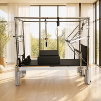 Table de Pilates Cadillac Reformer 3-en-1 en alliage d'aluminium avec barre de poussée et système de poulies à cordes pour studio et salle de sport à domicile