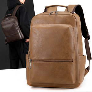 Cross-Border Unisex PU Leather Large-Capacity Business Commute Outdoor Travel Computer <strong>Backpack</strong> Zipper Fits 16-Inch <strong>Laptop</strong> - Product Image 4