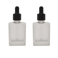 30ml 50ml Bouteille d'huile essentielle carrée noire mate de forme plate Flacon compte-gouttes en verre Flacon liquide de médecine de laboratoire