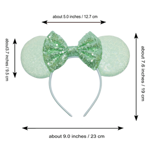 क्लासिक कढ़ाई अनुशीलन माउस कान हेडबैंड लड़कियों ग्लिटर धनुष पार्टी बाल बाल सहायक - Product Image 6