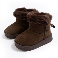 Bottes d'hiver en daim personnalisées pour enfants, bottes de neige d'extérieur marron unies chaudes et douces pour tout-petits, doublure en peluche antidérapante