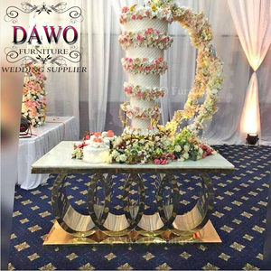 זהב מסגרת בסיס שקוף זכוכית למעלה תמציתי אוכל שולחנות - Product Image 3