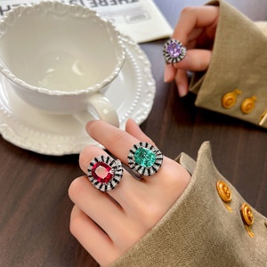High Quality Jewelry Eco-friendly Copper Silver Plated 10*12mm Green Zircon Unique Spiral Design <b>Rings</b> for Bold Creative Style - Product Image 6