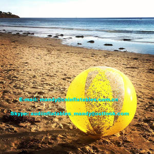 Boule de plage gonflable à paillettes, 1 pièce, Transparent, jaune, Jumbo Transparent - Product Image 4