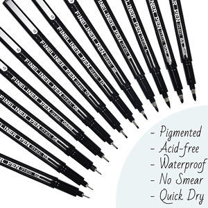 Stylos Extra-fins, lot <span class=keywords><strong>de</strong></span> 12 stylos noirs à <span class=keywords><strong>encre</strong></span> Fineliner, <span class=keywords><strong>encre</strong></span> d'archive imperméable, <span class=keywords><strong>croquis</strong></span>, Anime, Illustration d'artiste - Product Image 3