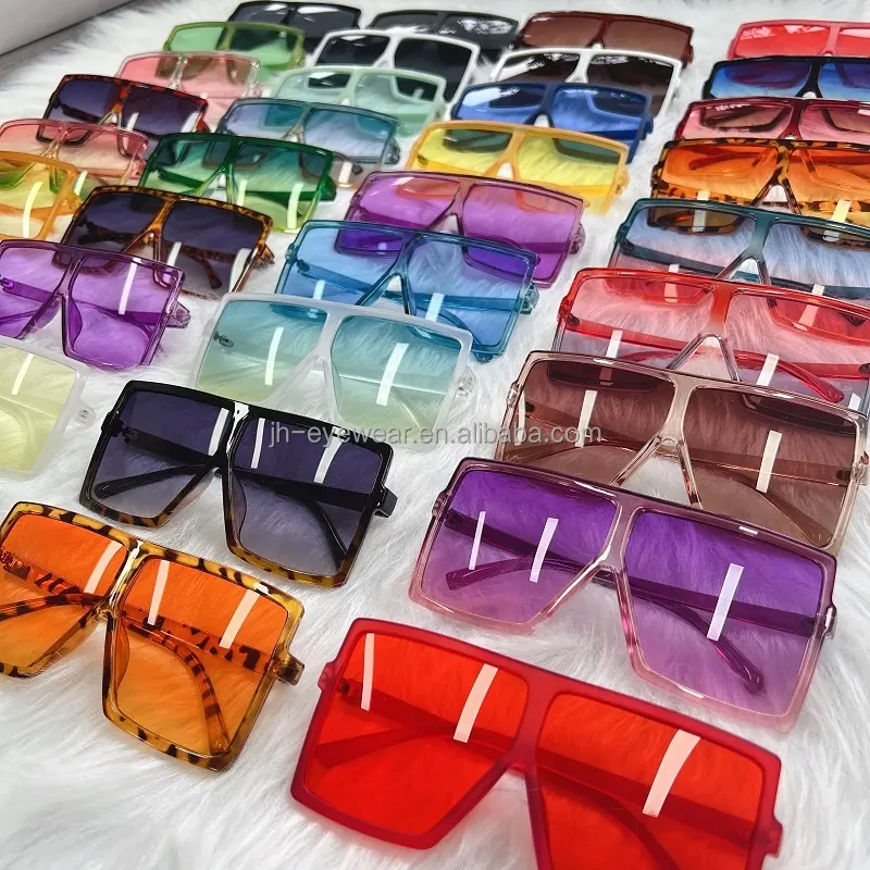 Oversize vintage square sun glasses 2022 coloful UV400 PC lens women sunglasses