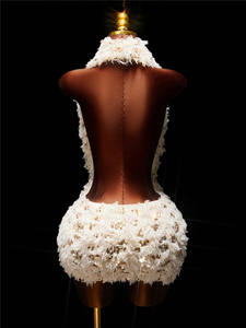 ชุดเดรสปักเลื่อมประดับพู่ห้อย คอวี โชว์หลัง ไร้แขน ทรงเข้ารูป สีพีช เหมาะสำหรับงานปาร์ตี้กลางคืนหรืองานเลี้ยงสังสรรค์ - Product Image 3