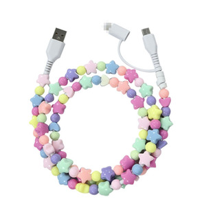Chic kẹo kết hợp màu sắc cầu vồng đầy màu sắc Acrylic Đính cườm sạc cáp dữ liệu cho điện thoại - Product Image 4
