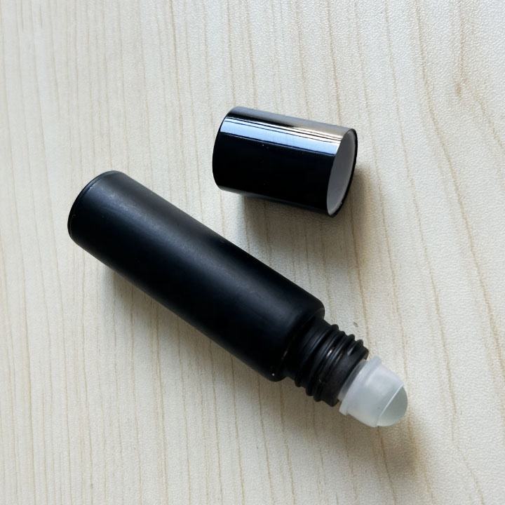 10 ml Coated Shiny Matte Black Glass Lip Gloss Roller Ball Container ...