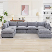 PZCN HOME Canapé nuage gris style minimaliste moderne 8 places Combinaison gratuite Ensemble de canapés modulaires Meubles avec pouf Salon