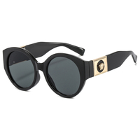 Lunettes de soleil circulaires en plastique au design tendance, grandes montures, branches métalliques, style vintage unisexe, protection UV400, modèle personnalisé 995-1
