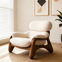 Fauteuil inclinable de loisirs moderne en bois massif de style mid-century avec coussin confortable pour salon
