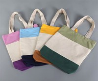 Nouveau Sac Fourre-tout en Lin 100% Coton Vierge pour Sublimation, Vente en Gros, Motif Colorblock, Cadeaux Saint-Valentin, Sac de Courses