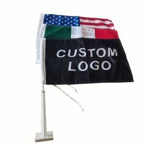 Double-Sided 30x45cm Durable Polyester Car Window <b>Flag</b> with Pole Holder for Mexican/Canadian/US/Albanian/American Diplomatic Use - Product Image 3