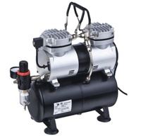 Compresseur d'air à piston mini 3L à faible bruit et sans huile, refroidi par air, avec réservoir et manomètre, pour aérographe - Vente chaude