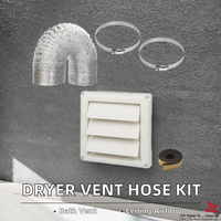 Kit de ventilation pour sèche-linge en aluminium, tuyau/conducteur de 4 pouces, connecteur/plaque murale de 5,25 pieds, fixation murale pour ventilateurs de salle de bain et plafond