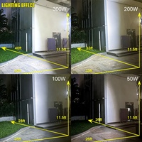Projecteur extérieur 200W Noir Sécurité Ip65 Lumière COB Panneau Solaire Led Projecteur