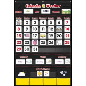 Calendario y tabla meteorológica de bolsillo con vista mensual, 149 piezas, tablero de gestión del tiempo para el aula - Product Image 1