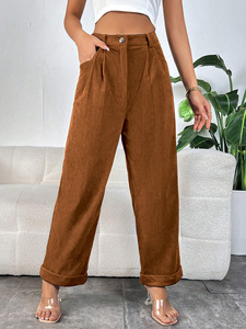 Nuovo Design <span class=keywords><strong>Pantaloni</strong></span> da <span class=keywords><strong>Donna</strong></span> <span class=keywords><strong>a</strong></span> Vita Alta con Tasche <span class=keywords><strong>in</strong></span> <span class=keywords><strong>Velluto</strong></span> <span class=keywords><strong>a</strong></span> <span class=keywords><strong>Coste</strong></span>, Casual, Comodi e Versatili <span class=keywords><strong>a</strong></span> Gamba Dritta - Product Image 4