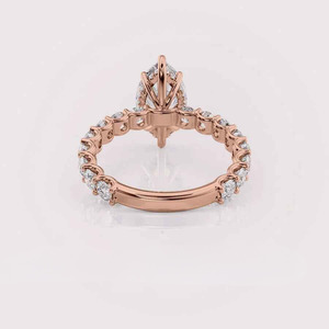 Bague de fiançailles en diamant de laboratoire taille poire certifié IGI, en or rose/blanc et jaune 18 carats, avec pavé de diamants torsadé, pour mariée - Product Image 2