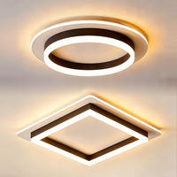 Plafonnier LED noir moderne, luminaire minimaliste à anneau incurvé, à intensité variable, pour chambre à coucher, couloir, hall d'entrée, salon