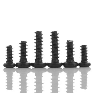 Vis autotaraudeuses à tête ronde en acier au carbone oxydé noir de grade 4.8, à queue plate, M2 M2.5 M3 M3.5 M4 pour plaques et panneaux en plastique - Product Image 3