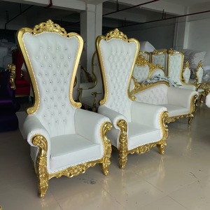 Chaise de trône de roi à dossier haut bon marché en gros à louer chaise de <span class=keywords><strong>mariage</strong></span> de luxe pour le marié et la mariée arrangement d'événement de <span class=keywords><strong>mariage</strong></span> - Product Image 5