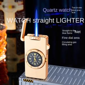 Direct Factory Sales Modern HF647 Inflatable Blue Flame Lighter Metal Drawing Craft Watch Business <strong>Gift</strong> for Giveaways - Product Image 3