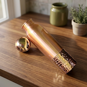 BS International Eco-Friendly Copper Carbon Steel Water Bottle Tea Infuser Lid Straw Dishwasher Safe 600ml Drinkware - Product Image 1