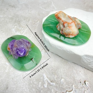 Nuova Scultura di Rana in Cristallo con Foglia di Loto, Pietra Curativa, Stile Pastorale per Decorazione Casa e Regalo - Product Image 3