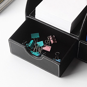 ที่จัดระเบียบโต๊ะทำงานหนัง FOSKA แบบหลายช่อง สำหรับเก็บรีโมท ที่ชาร์จ เครื่องสำอาง <span class=keywords><strong>ปากกา</strong></span> และอื่นๆ - Product Image 2