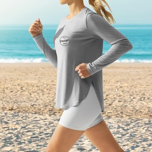 Femmes Basics <span class=keywords><strong>T</strong></span>-shirts À Manches Longues D'entraînement Soleil Chemise En Plein Air Gym Randonnée Tops Séchage Rapide Léger Personnalisé Sérigraphie Logo - Product Image 2
